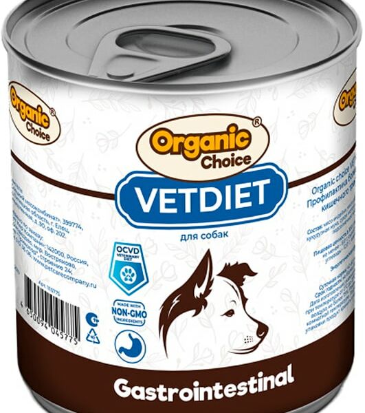 Влажный корм для собак Organic Сhoice VET Gastrointestinal профилактика болезней ЖКТ 340г
