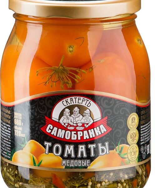 Томаты Скатерть-самобранка маринованные медовые 680г