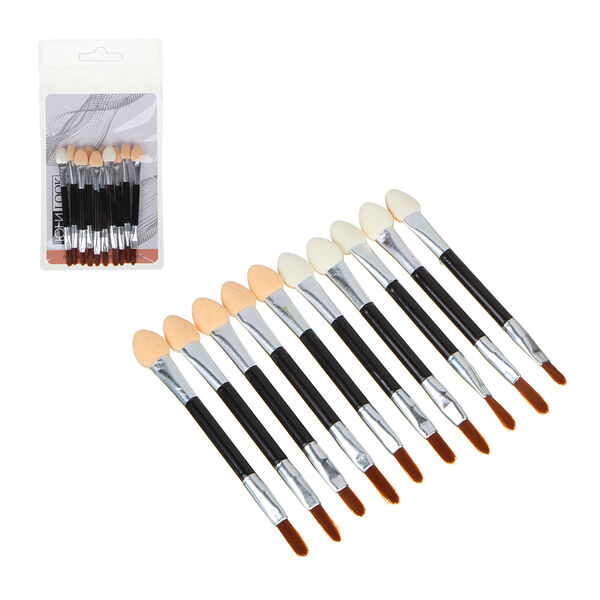 Юниlook аппликатор двухсторонний со спонжем и кистью 10 шт, пластик, латекс, ворс нейлон, 7,5см