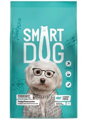 Корм Smart Dog для взрослых собак, три вида мяса с ягнёнком, лососем, индейкой