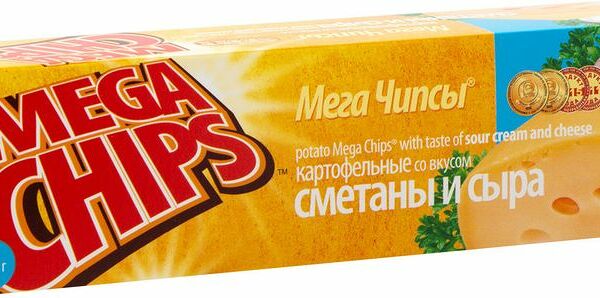 Чипсы картофельные Mega Chips со вкусом сметаны и сыра, 100г