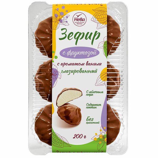 Зефир Ванильный с ароматом ванили вес 200 г КФ Нева РОССИЯ