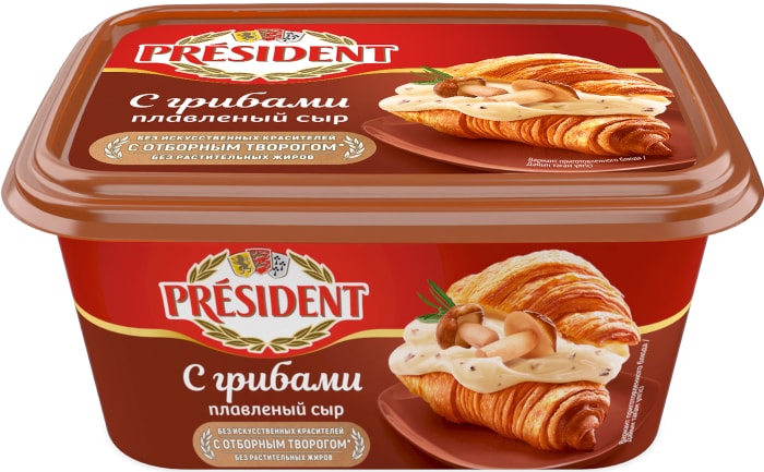 

Сыр плавленый President с грибами 45% БЗМЖ 400 г