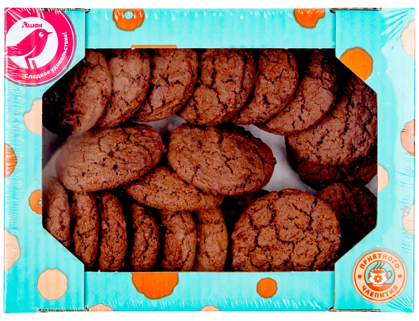 Печенье АШАН Красная птица Американер с шоколадной крошкой