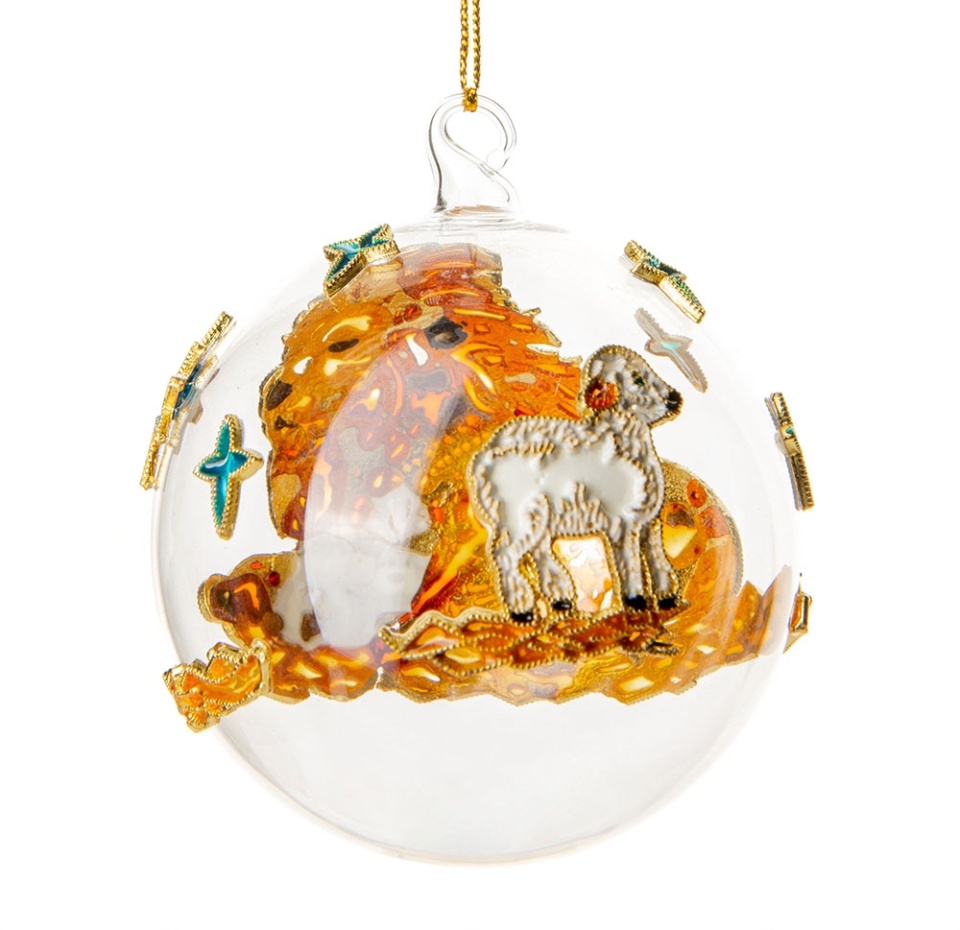 

Игрушка для ёлки "Коллекция Традиции" Шар прозрачный со львом 8 см, стекло Beijing Xulongyi, Китай