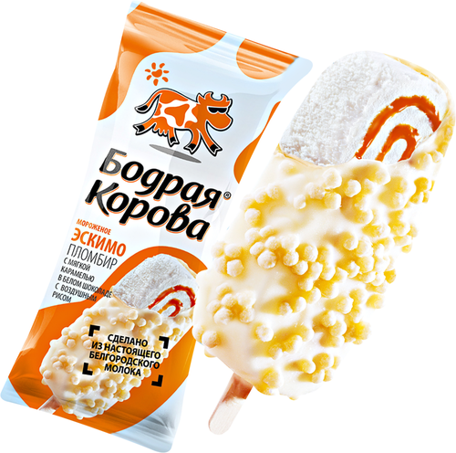 

Мороженое Бодрая Корова эскимо в белом шоколаде с воздушным рисом 70 г