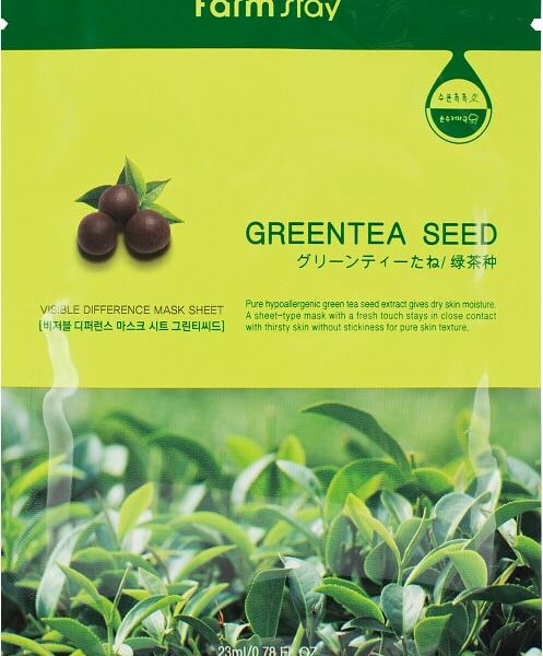 Маска для лица FarmStay тканевая с экстрактом семян зеленого чая 23мл