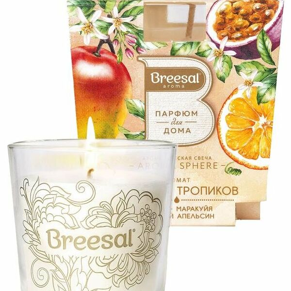 Свеча ароматическая Breesal Breesal Aroma Sphere Дыхание тропиков Манго-маракуйя-красный апельсин, 170 г