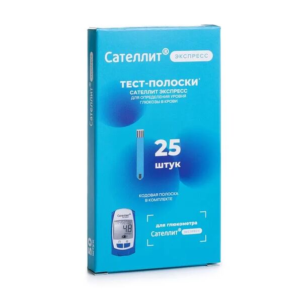 Тест-полоски Сателлит Экспресс ПКГ-03 25 шт с кодовой полоской