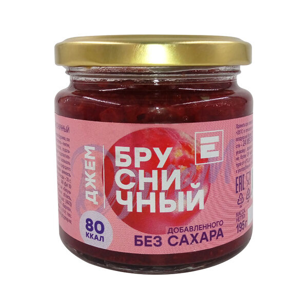 Джем Европа 195 г брусничный без добавленного сахара ст/б