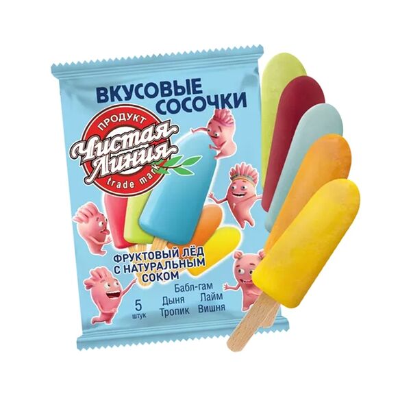 Фруктовый лед Чистая Линия Вкусовые сосочки с натуральным соком, 5 шт.