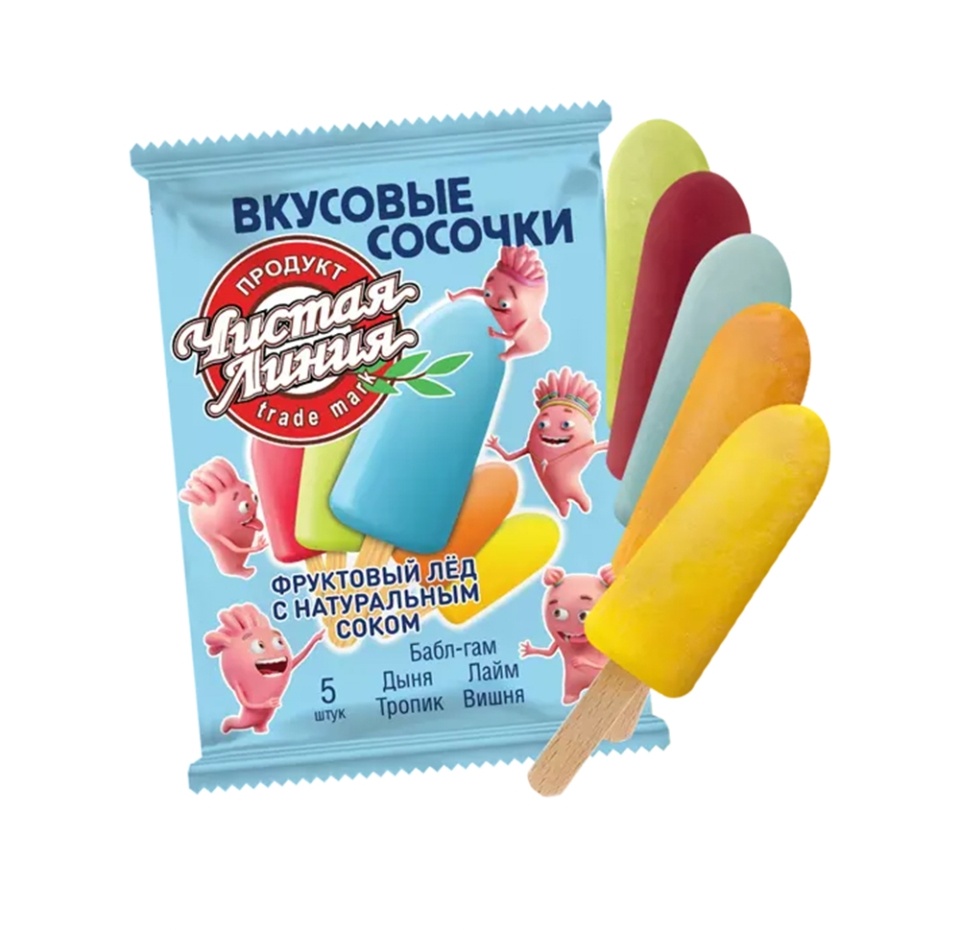 

Фруктовый лед Чистая Линия Вкусовые сосочки с натуральным соком, 5 шт. 75 г
