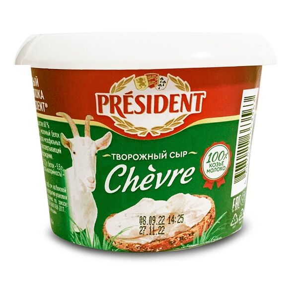 Сыр творожный President Chevre из козьего молока 60% БЗМЖ 140 г