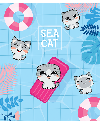 Тетрадь MESHU Cat wave А5 48листов в клетку, в ассортименте