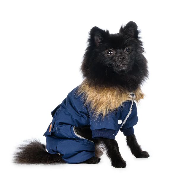 Комбинезон с мехом для собак XS голубой (унисекс)