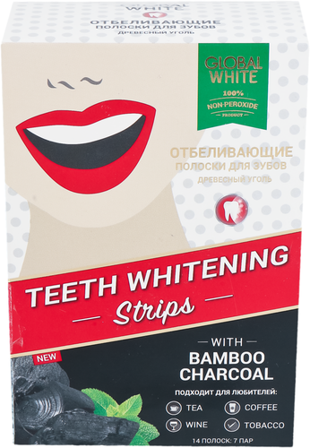 

Полоски отбеливающие GLOBAL WHITE Древесный уголь