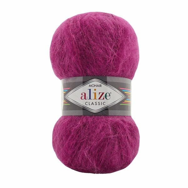 Пряжа ALIZE 'Mohair classic new' 100гр. 200м (25%мохер, 24%шерсть, 51%акрил)(209 фуксия)