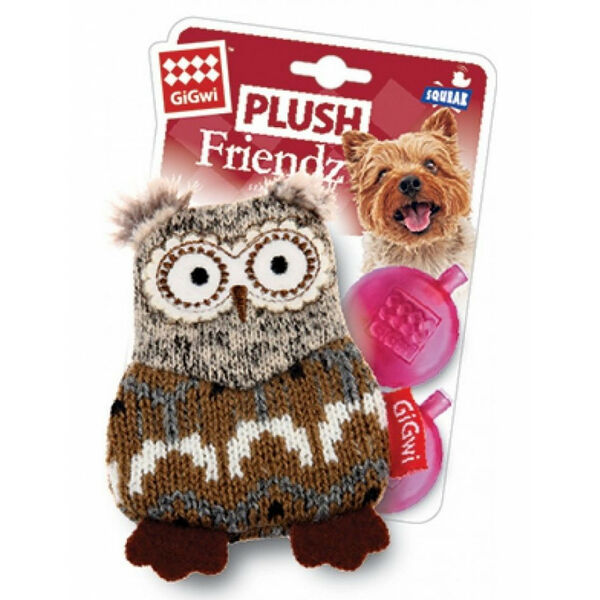 GiGwi Сова с 2-мя пищалками игрушка для собак 10 см