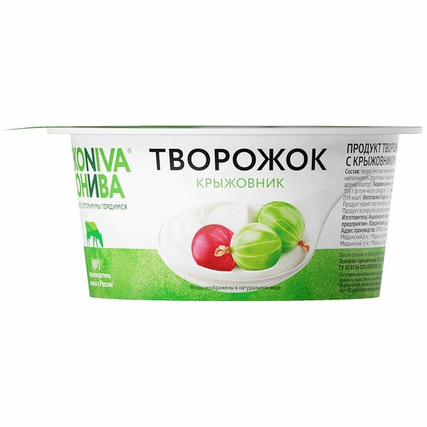 Продукт творожный Эконива Творожок с крыжовником 5%, 125г