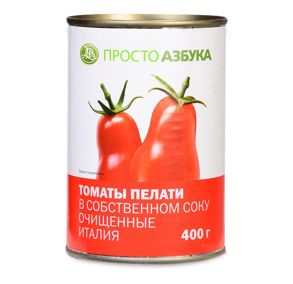 

Томаты очищенные в собственном соку «Пелати», «Просто Азбука», 400 г, Италия
