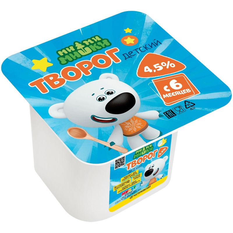 

Творог Ми-ми-мишки с 6 месяцев 4.5% 100 г