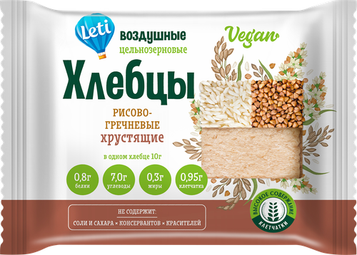 

Хлебцы рисово-гречневые Leti воздушные, 60г