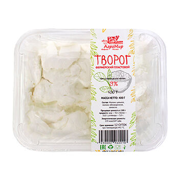 Творог Агромир фермерский пластовой 9%