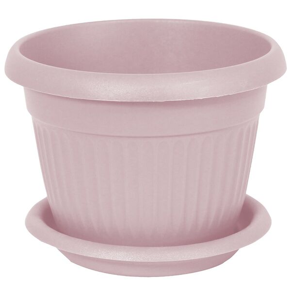 Кашпо Ливия с поддоном, 120 мм, 0,6 л, пластик, чайная роза