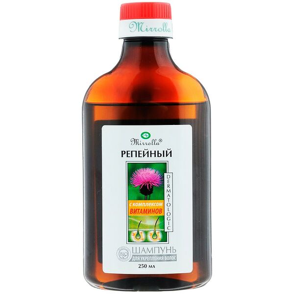 Шампунь для волос Mirrolla репейный с комплексом витаминов для укрепления волос, 250 мл