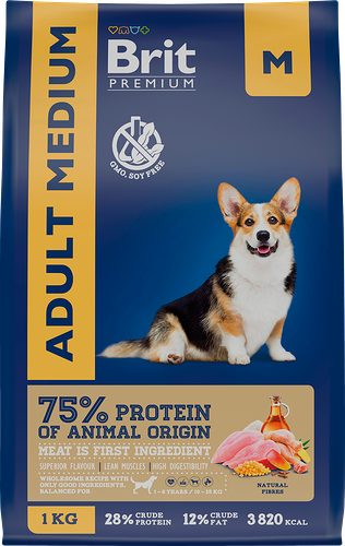 Сухой корм для собак средних пород Brit Premium Adult Medium с курицей