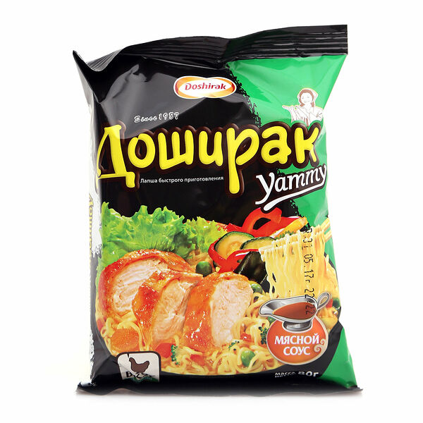 Лапша быстрого приготовления Yammi со вкусом курицы + мясной соус ТМ Доширак