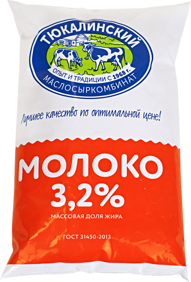 

Молоко пастеризованное Тюкалинский маслосыркомбинат 3.2% 900 мл