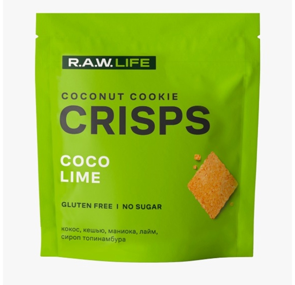 

Печенье кокосовое R.A.W.Life Crisps Кокос-Лайм без глютена, без сахара 35 г