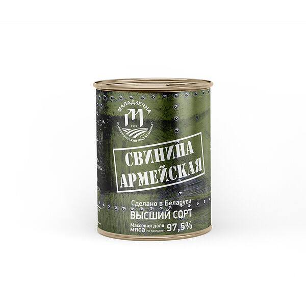 Консервы мясн куск ст Свинина Армейская в/с вес 338г Велес-Мит
