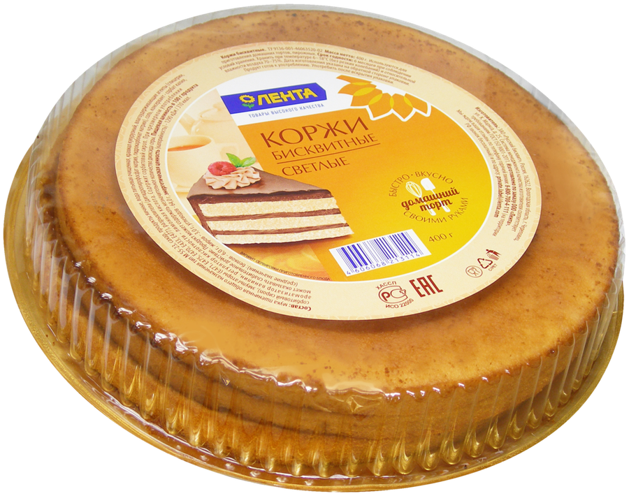 

Коржи ЛЕНТА Бисквитные светлые