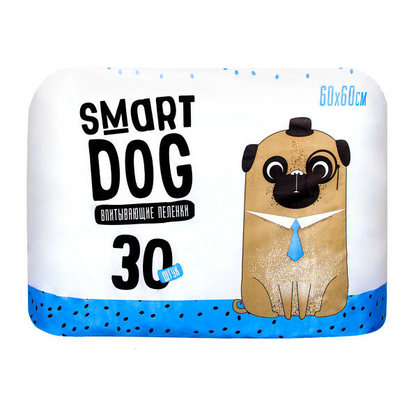 Впитывающие пеленки Smart Dog для собак 60х60 см, 30 шт