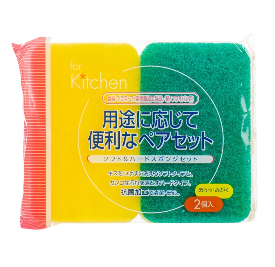 

Губка для мытья посуды с жёсткой и мягкой сторонами, Can Do, 2 шт., Япония