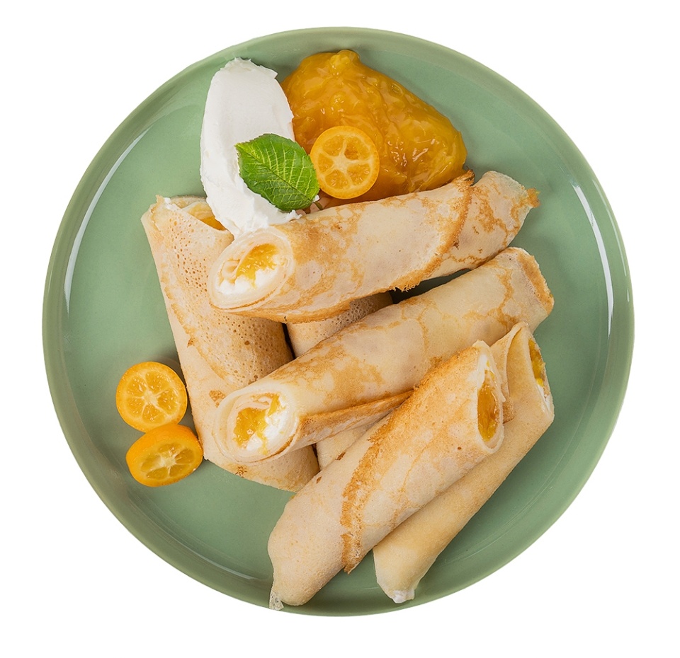 

Блинчики со сливочно-творожным кремом и апельсиновой начинкой ручной работы