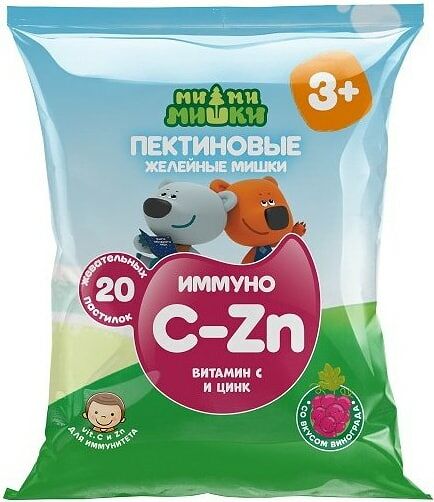 Витамины МиМиМишки Иммуно Витамин С и цинк Виноград с 3 лет 20шт