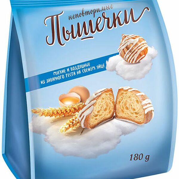 Печенье Заварные пышечки в белой глазури 180г