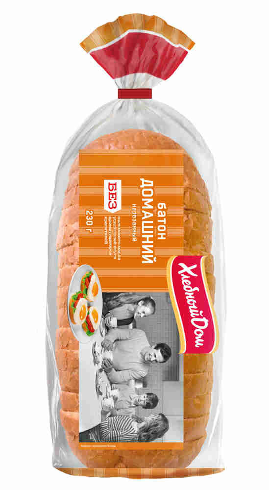 

Батон Хлебный дом Домашний нарезанный 230 г дизайн упаковки в ассортименте