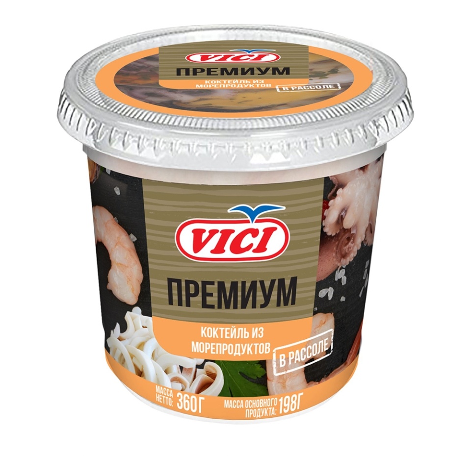 

Коктейль из морепродуктов VICI отварных в рассоле 360г Россия