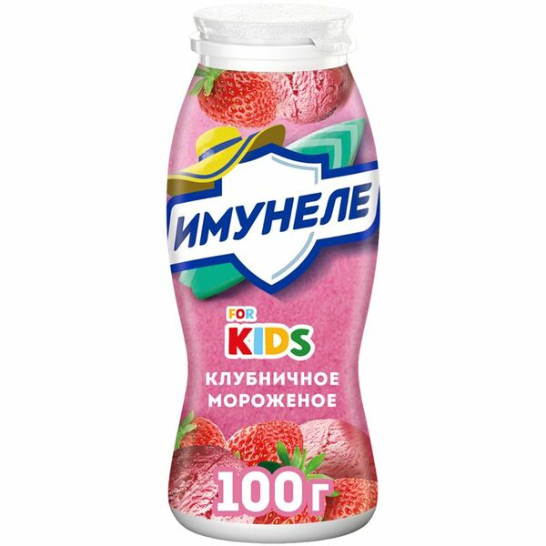 Напиток кисломолочный Имунеле детский Клубничное мороженое 1.5% 100г