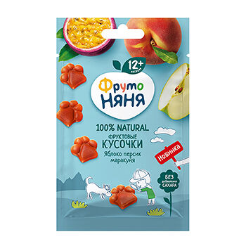 Фруктовые кусочки ФрутоНяня яблоко-персик-маракуйя с 12 месяцев, 15г