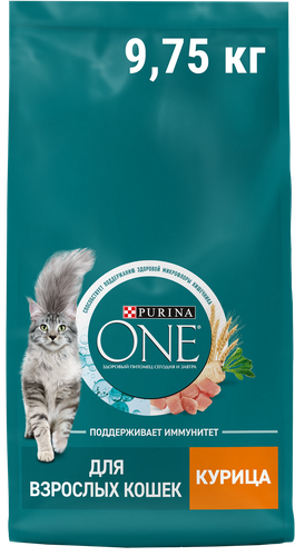 

Сухой полнорационный корм для взрослых кошек Purina One с высоким содержанием курицы 9.75 кг