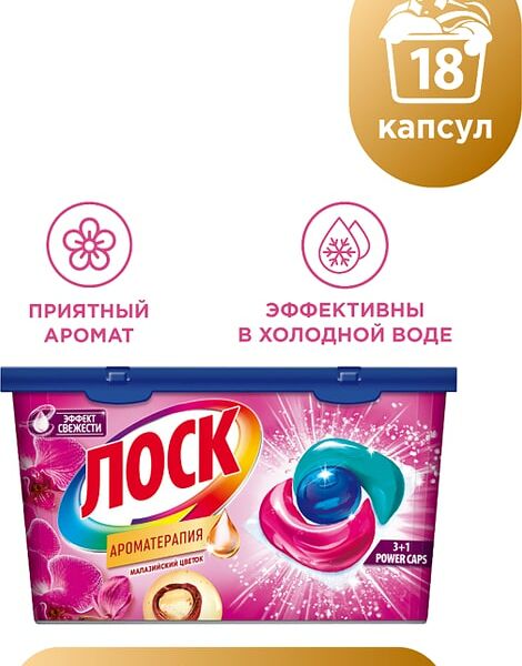 Капсулы для стирки Лоск Power Caps Малазийский цветок 18шт