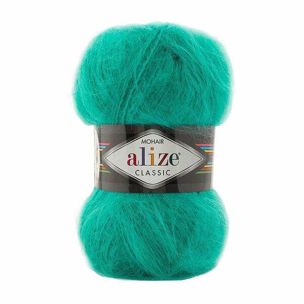 Пряжа ALIZE 'Mohair classic new' 100гр. 200м (25%мохер, 24%шерсть, 51%акрил)(477 бирюзовый берег)