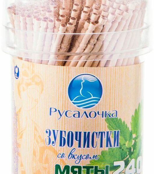 Зубочистки деревянные Русалочка со вкусом мяты, 240 шт.