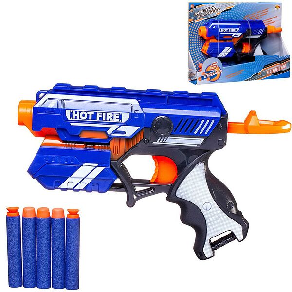 Бластер Abtoys Мегабластер синий с 5 мягкими пулями