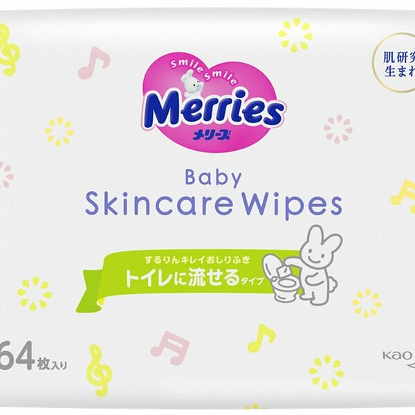 Салфетки влажные Flushable, Merries, 64 шт., Япония